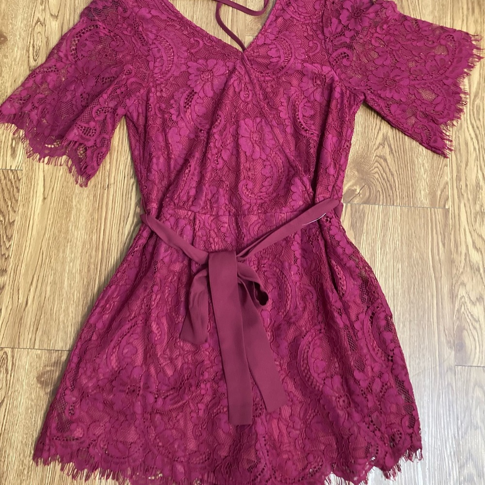 Trixxi Red Lace Romper